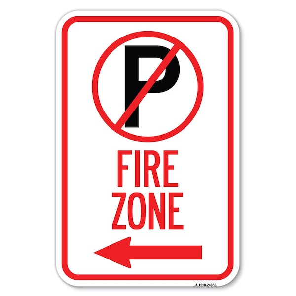 No Parking Symbol and Left Arrow Heavy-Gauge Aluminum Sign, 12" x 18", A-1218-24655